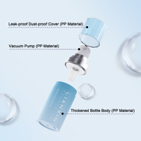 Flacon pompe sans air pour cosmétiques OEM, 15-50 ml, cylindre en PP, écologique, anti-fuite, pour sérum, shampoing, crème, lotion, emballage pour soins de la peau