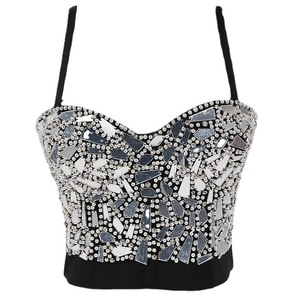 Vente en gros Corset court femme haute qualité Sexy Vintage <span class=keywords><strong>doré</strong></span> brillant paillettes à armatures fantaisie soutien-gorge haut Bustier nouveau femmes - Product Image 5