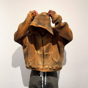 Felpe Oversize Vintage con Zip in Tessuto Waffle Personalizzato Finch Garment, Produttore di Abbigliamento Maschile su Misura - Product Image 3