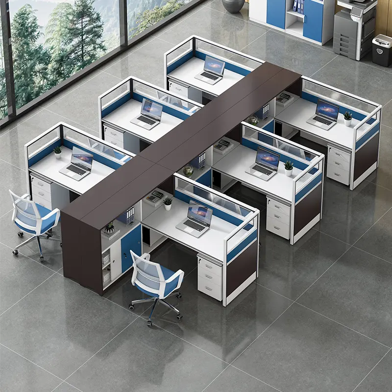 8 people office desk shared modern partner workstation