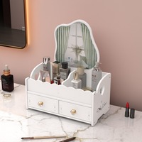 Boîte de rangement de bureau moderne et créative, modèle 346Z, adorable boîte en plastique de type tiroir avec miroir nuage, pour le maquillage et les soins de la peau