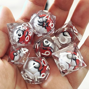 Juego de Dados Personalizados al por Mayor con Núcleo Líquido de Pokémon para Juegos de Rol de Mesa, Dados Hechos a Mano con Rotación de Poké Ball, Regalo de 7 Piezas - Product Image 3