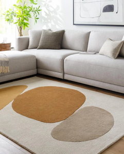 Clevix Hand Tufted New Zealand Wool Area <b>Rug</b> – Premium Ivory Rust & Mustard Handmade Luxury Carpet with Contemporary Geometric - Product Image 2