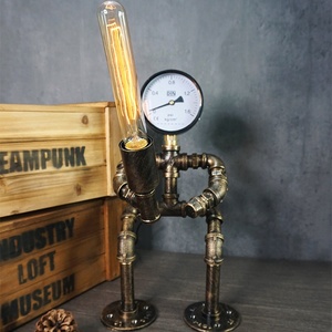 Lámpara de Mesa Robótica de Hierro Estilo Industrial Retro Americano Vintage con LED Edison, Regalo Creativo para Decoración de Cafetería, <span class=keywords><strong>Bar</strong></span> o Mesita de Noche - Product Image 3