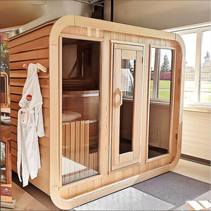 Sauna extérieur électrique moderne de luxe en bois de cèdre rouge, idéal pour villa, jardin, <span class=keywords><strong>spa</strong></span>, avec vestiaire, appartement, écologique - Product Image 3