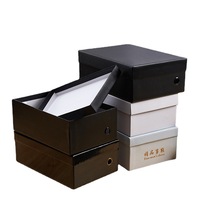 Boîte à chaussures avec couvercle en cuir gris dur à motif crocodile, emballage pour chaussures, boutique pour hommes et femmes, vente en gros, estampage à chaud, Jinjiang