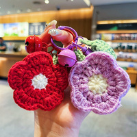 Porte-clés en peluche doux et écologique, motif anime mignon, dessin animé, fille, fleur, cœur, tissé 3D, durable, couleurs personnalisées, fabriqué en Chine