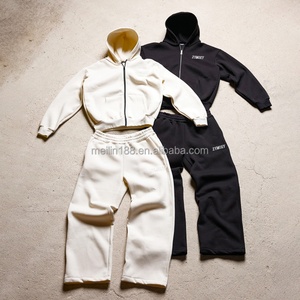 Clothing Manufacturers Custom Design High Street Casual Boxy Fit Hoodie and Baggy Sweatpants <b>Set</b> Tracksuit Custom Sweat Suit - Product Image 1