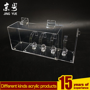 Vitrina de lujo de acrílico reciclable ecológica moderna vitrina de reloj PMMA transparente personalizada para caja con 4 anillos C - Product Image 5