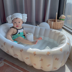Inflatable Baby Bathtub With Bear Pattern For 0 To 24 Months PVC Material Unisex Use - Product Image 4