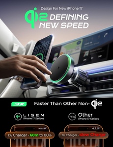 Lisen ที่ชาร์จในรถ15W ได้รับการรับรอง Qi2แท่นชาร์จเร็วมากสำหรับ Samsung S25พิกเซล10 <span class=keywords><strong>iPhone</strong></span> 17 16 <span class=keywords><strong>PRO</strong></span> <span class=keywords><strong>MAX</strong></span> - Product Image 3