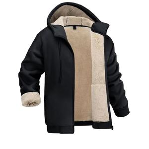 Custom Men's <b>Sherpa</b> <b>Lined</b> Zipper <b>Hoodies</b> puffer 100% Cotton Winter Warm Casual Heavy Weight Zip Up <b>Hoodies</b> Fleece Coat - Product Image 3