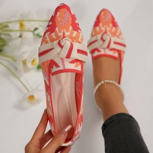Women's Plus Size Fashion Printed Pointed Toe Slip-On Mesh <b>Flats</b> Winter Autumn Spring <b>Summer</b> Casual Shoes with Bow PU Insole - Product Image 4