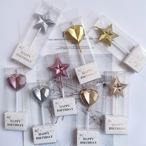 Candela per Torta 3D a Forma di Pentagramma per Natale, <span class=keywords><strong>Halloween</strong></span> e Compleanno con Decorazione a Cuore e Stella in Paraffina per Feste - Product Image 1