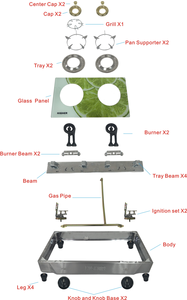 Fornello a Gas a 2 Fuochi di Alta Qualità con Copertura in Ferro e Piano in Vetro, Elettrodomestico da Cucina CKD per Casa - Product Image 2