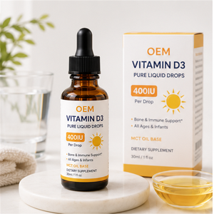Gotas Líquidas de Vitamina D3 Pura OEM, 400 UI por Gota, Base de Aceite MCT, Suplemento Oral de Vitamina D para el Apoyo Inmunitario y Óseo, para Bebés, Niños y Adultos - Product Image 1