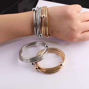 Pulsera <span class=keywords><strong>de</strong></span> aleación multicapa con diseño <span class=keywords><strong>de</strong></span> hueso <span class=keywords><strong>de</strong></span> serpiente y resorte, estilo europeo-americano, geométrica, apilable, con hilos, accesorios <span class=keywords><strong>de</strong></span> joyería <span class=keywords><strong>para</strong></span> brazo - Product Image 4