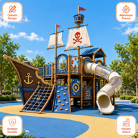 Parc d'attractions extérieur sur le thème des pirates |   Structure de jeu d'aventure en métal et acier de qualité commerciale avec filet d'escalade