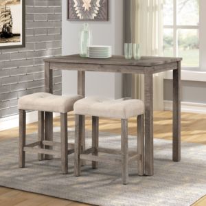 Tabouret de selle à hauteur de comptoir tufté DB Sora Lot de 2 Taupe-pour le salon - Product Image 3