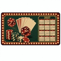 Tapis de bureau rétro vintage 2027, ensemble de sous-verres ronds, tapis de souris thème casino, décoration de table de jeu de bureau