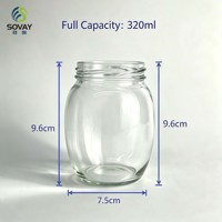 280ML Ei-vormige, bolle glazen weckpot, glazen vaas voor augurken, kruiden, gedroogd fruit, huishoudelijke keukenopbergruimte