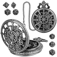 Accessoires de jeu de table : Mini-dés en métal dans une boîte à engrenages creuse pour cadeaux uniques pour les fêtes de gamers, dés de poche D-N-D