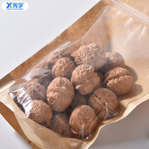 Commercio all'ingrosso per uso alimentare marrone Kraft Stand up custodia richiudibile frontale trasparente trasparente per noci Pet chicchi <span class=keywords><strong>di</strong></span> tè chicchi <span class=keywords><strong>di</strong></span> caffè biscotto - Product Image 5