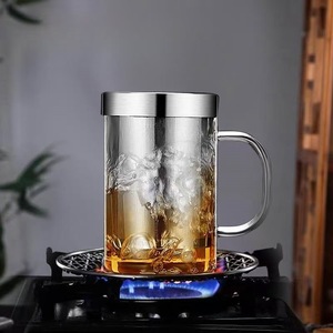 Vente en gros de tasses à thé en verre borosilicate de 400 ml et 500 ml <span class=keywords><strong>avec</strong></span> infuseurs à thé en acier inoxydable et couvercle, tasse à thé <span class=keywords><strong>avec</strong></span> poignée colorée pour la maison - Product Image 4