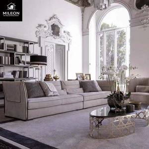 أحدث مجموعة أثاث غرفة المعيشة الإيطالية العصرية، أريكة زاوية فاخرة على شكل حرف L مصنوعة من الجلد الأصلي حسب الطلب وكبيرة الحجم - Product Image 1