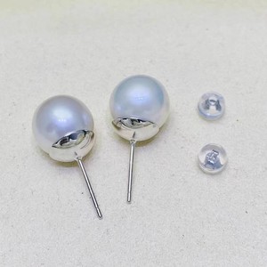 Boucles d'oreilles en perles DIY 22459, petits accessoires avec clous d'oreille en argent S925, 10-20 mm, rondes, creuses et grands supports - Product Image 2