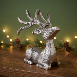Jaffs Exports Silver Aluminum Reindeer Sculpture Modern Christmas Decor Tabletop Vase & Movable for Living Room - Product Image 3