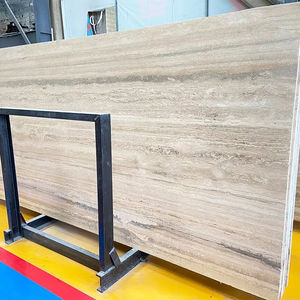 Dalle de travertin gris argenté de luxe en pierre naturelle d'Italie pour baignoire, meuble-lavabo, panneau mural, carrelage de sol de salle de bain, escalier de villa - Product Image 5