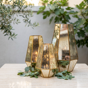 Portavelas de Cristal Mercurizado con Marco de Latón para Decoración de Bodas, Venta al Por Mayor - Product Image 2