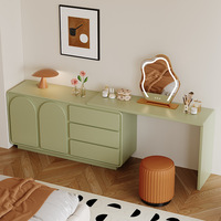 Table de toilette moderne style crème en bois massif, commode de rangement de chevet extensible pour chambre à coucher et salon