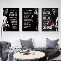 Affiche murale Boxer Art Déco Mike Tyson Muhammad Ali Citation inspirante Décoration intérieure Images Impressions Peinture MDF Salon