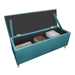 Banc de rangement pliable d'usine, meubles de salon en velours personnalisés avec panier pratique, repose-pieds, banc de rangement - Product Image 1