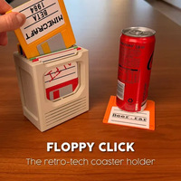 Retro Floppy Disk Coaster Set with Computer Case Holder Creative Tech Geek Desk Decor Plastic Cup Mat Anti-Slip Drink Coaster