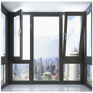 Puertas y ventanas de aluminio de doble vidrio de estilo moderno de tamaño personalizado, Marco deslizante de rotura térmica hecho de aleación y plástico - Product Image 1