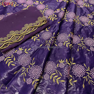 LY49 Tissu en dentelle africaine 2 yards + <span class=keywords><strong>Bazin</strong></span> Riche Femme <span class=keywords><strong>Bazin</strong></span> Riche Tissu <span class=keywords><strong>Bazin</strong></span> Brodé 5 yards - Product Image 4