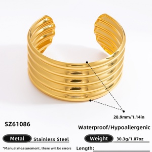 Open-Design Stainless Steel 18K Gold Women's Trendy <b>Charm</b> Bracelet High-End Jewelry for Anniversaries Gold-Plated - Product Image 6