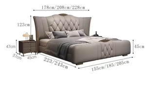 Sang Trọng Bọc Đồ Nội Thất Phòng Ngủ Nhà Máy Giá Ý Thiết Kế Hiện Đại Ánh Sáng Sang Trọng Da Nữ Hoàng Vua Kích Thước Giường Mềm - Product Image 6