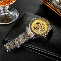 Montre mécanique automatique pour homme de créateur, best-seller, vintage, gravée, squelette, avec fond transparent et bracelet en acier