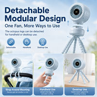 Ventilateur de poussette flexible et pliable à 360 degrés, avec écran LED intelligent, USB, 3 vitesses, pour poussette, siège auto, voyage en extérieur
