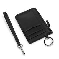 Porte-monnaie de luxe à fermeture éclair de créateur Porte-monnaie porte-clés en cuir noir personnalisé Porte-cartes Portefeuille pour femmes avec sangle