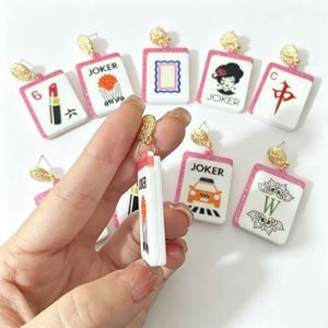 Divertidos Pendientes Cuadrados de Acrílico para Mujer, con Diseño de Joker y Mahjong, Pendientes Colgantes con Patrón de Cartas de Juego, Joyería Novedosa, Regalo para Fiestas - Product Image 4