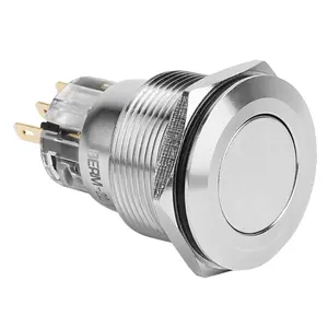 22mm Automatic Reset Flat Head without Light self locking push button switch metal round switch