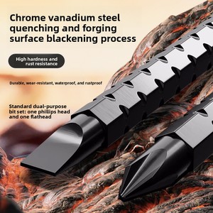 Tournevis magnétique à cliquet ultra-court, double usage, à double embout (croix et Torx) et à tête de radis - Product Image 5