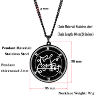 Collier pendentif en acier inoxydable de couleur noire roi Asmoday Sigil, origine démon, sceau moindre clé de salomon Goetia amulette Talisman