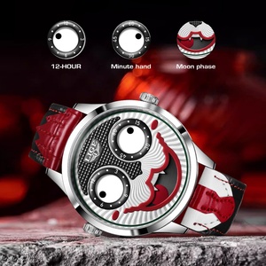 Reloj de Pulsera de Cuarzo de Lujo para Hombre, Nuevo Diseño de Payaso Divertido, Resistente al Agua, con Fase Lunar, Correa de Cuero, Moderno y con Personalidad - Product Image 1