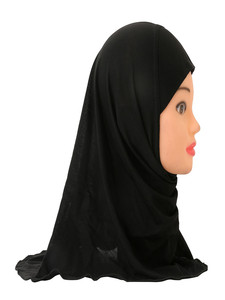 Hijab islamique pour filles musulmanes, foulards, châles, sans décoration, matière douce et extensible pour filles de 2 à 7 ans, vente en gros 50 cm - Product Image 5